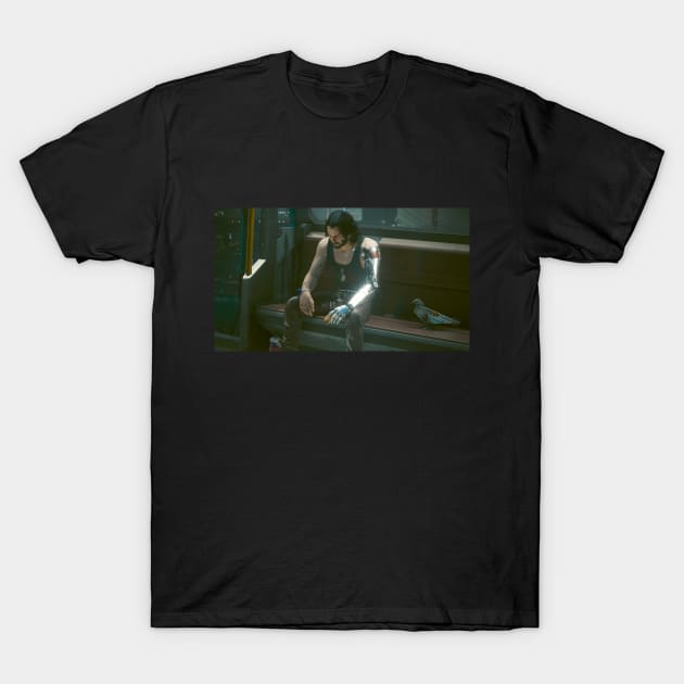 Sad Keanu Sad Johnny Silverhand Cyberpunk 2077 T-Shirt by foozler